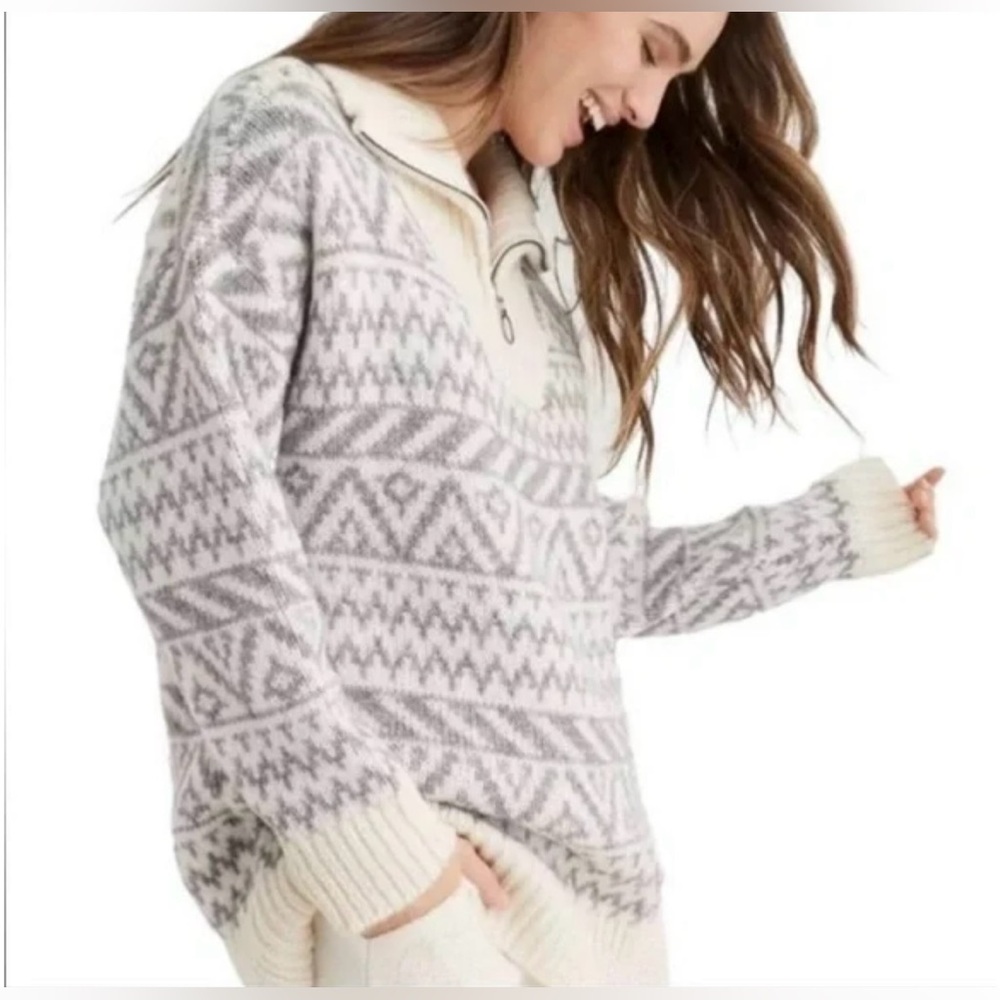 Aerie Wool Blend 3/4 Zip Sweater